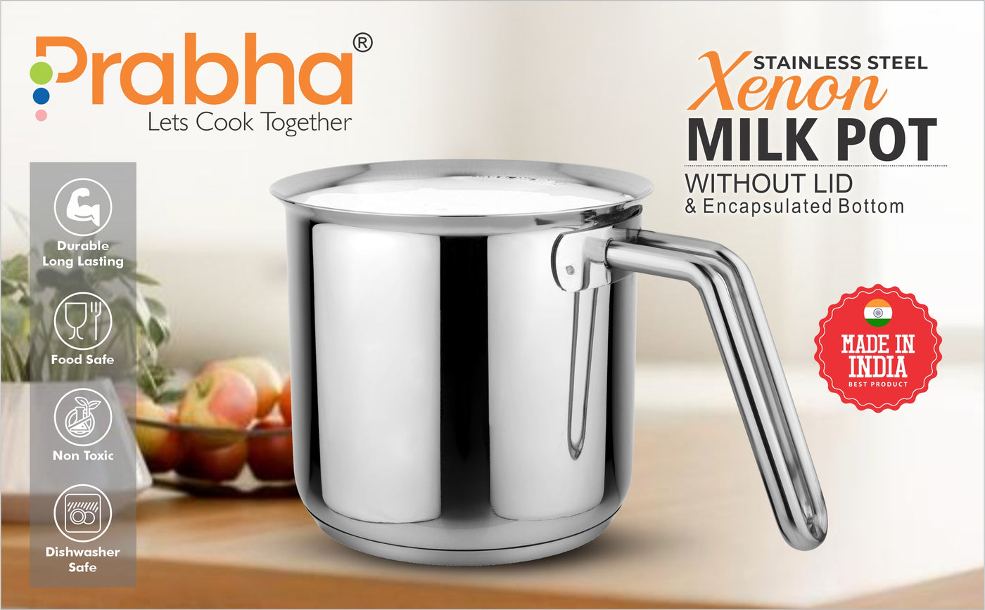 Xenon IB Stainless Steel Milk Pot without Lid | Induction Compatible Milk Boiler
