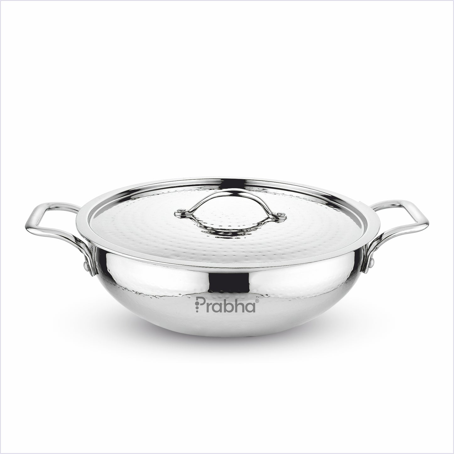 Magnum Flat Bottom Hammered Kadhai With Lid
