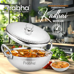 Magnum Capsule Bottom Hammered Kadhai With Lid