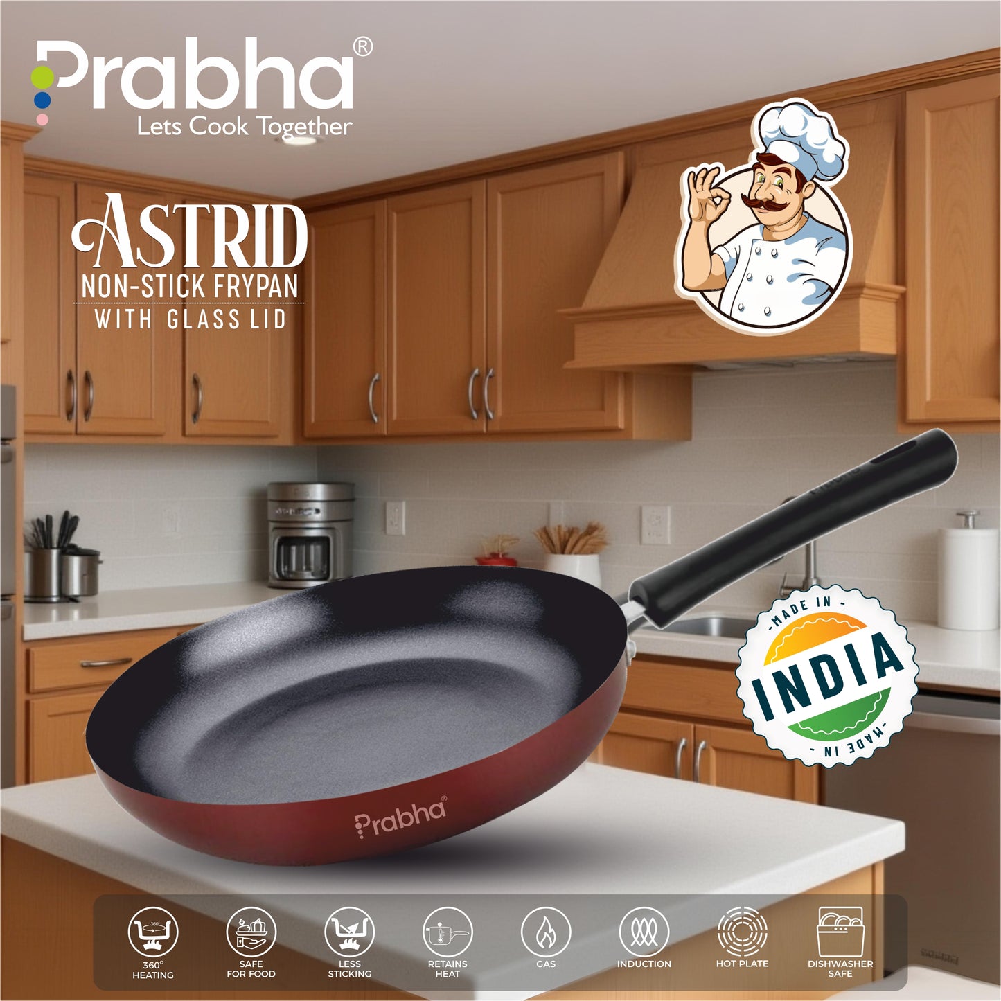Astrid Nonstick Deep Frypan With Glass Lid