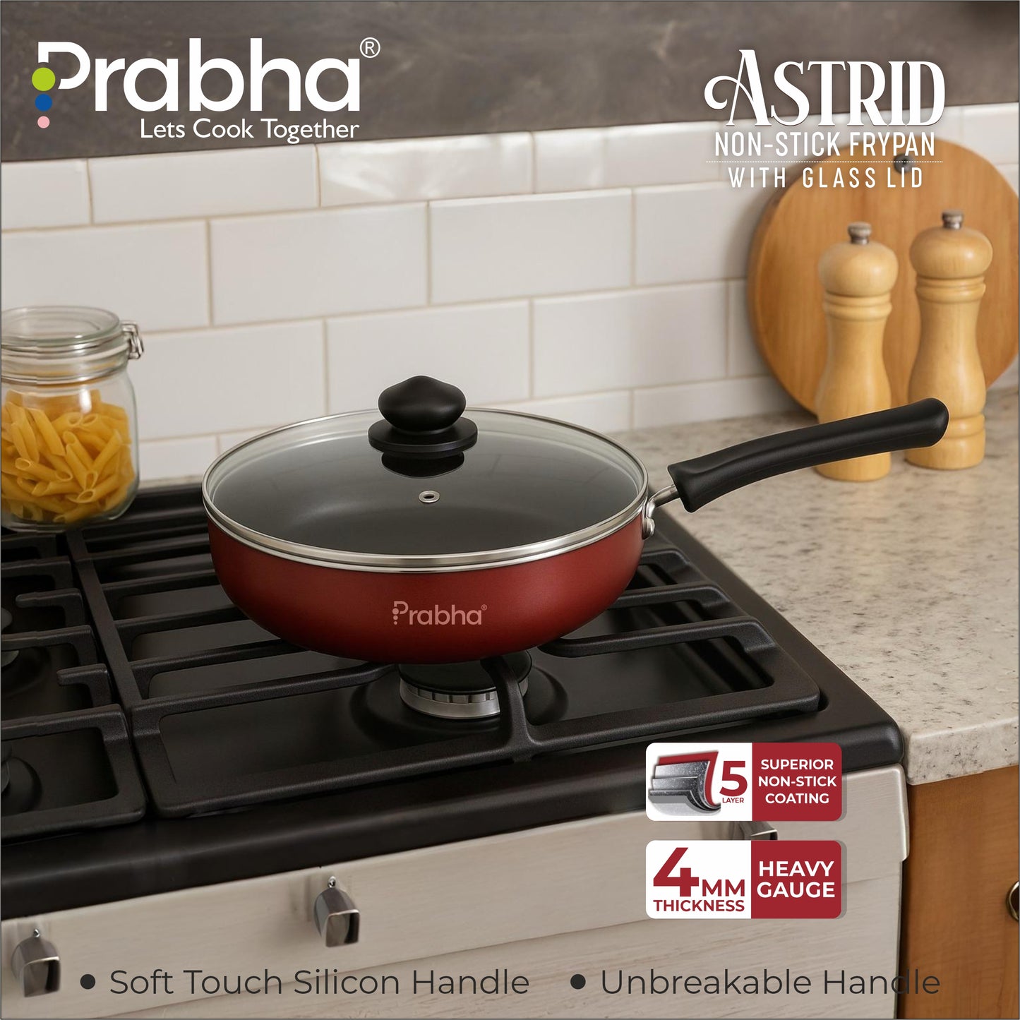 Astrid Nonstick Deep Frypan With Glass Lid