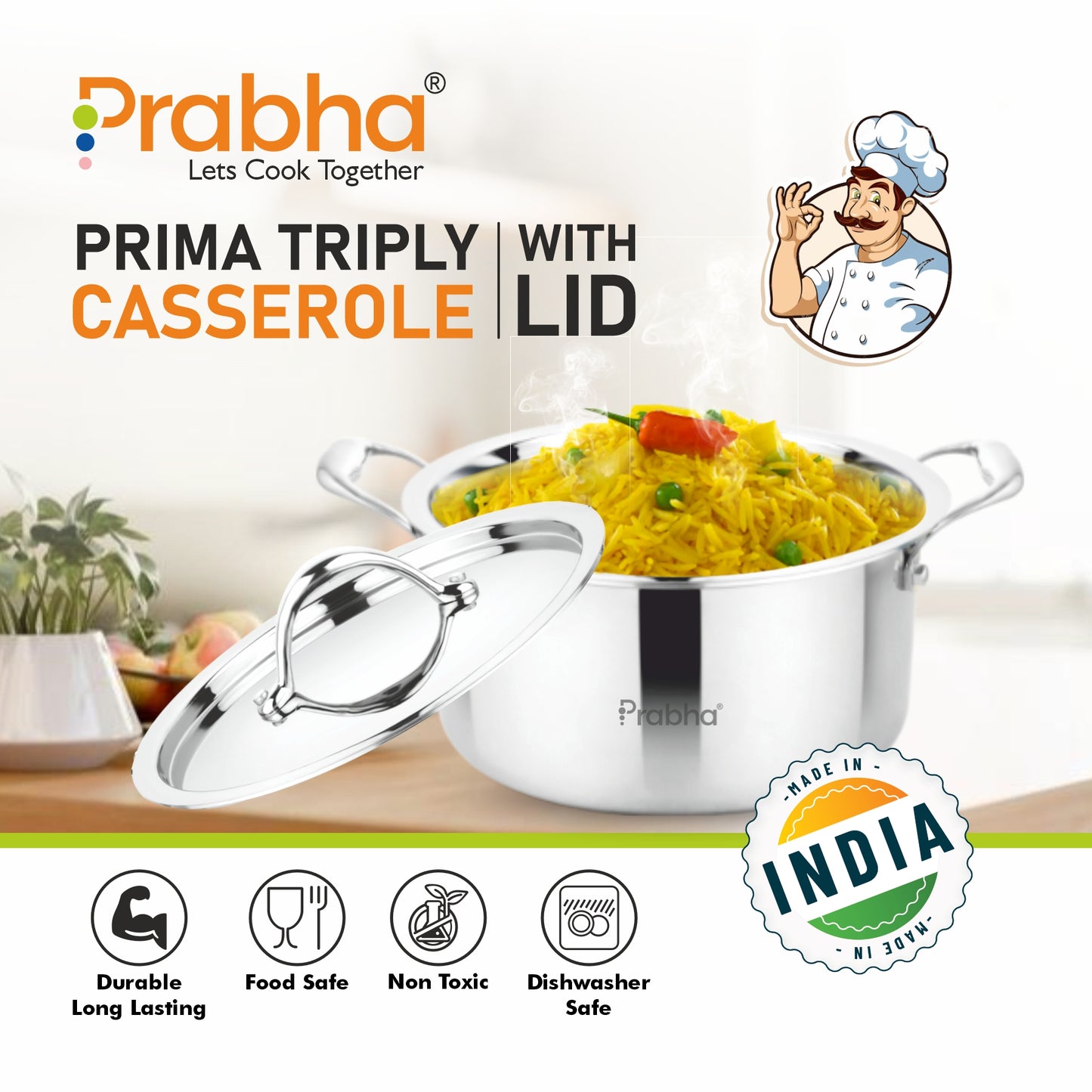 Prima Triply Casserole With Lid