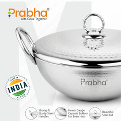 Magnum Capsule Bottom Hammered Kadhai With Lid
