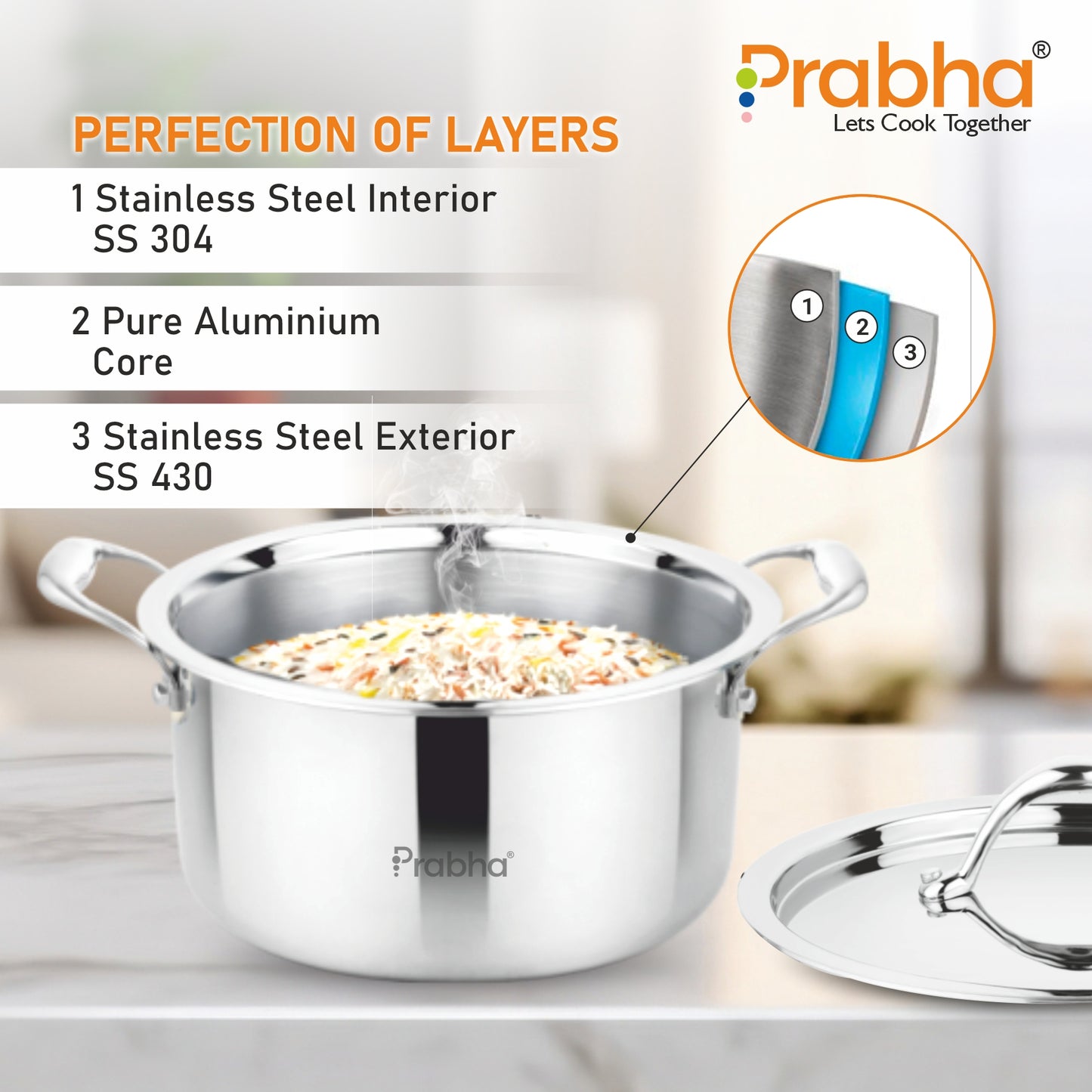 Prima Triply Casserole With Lid