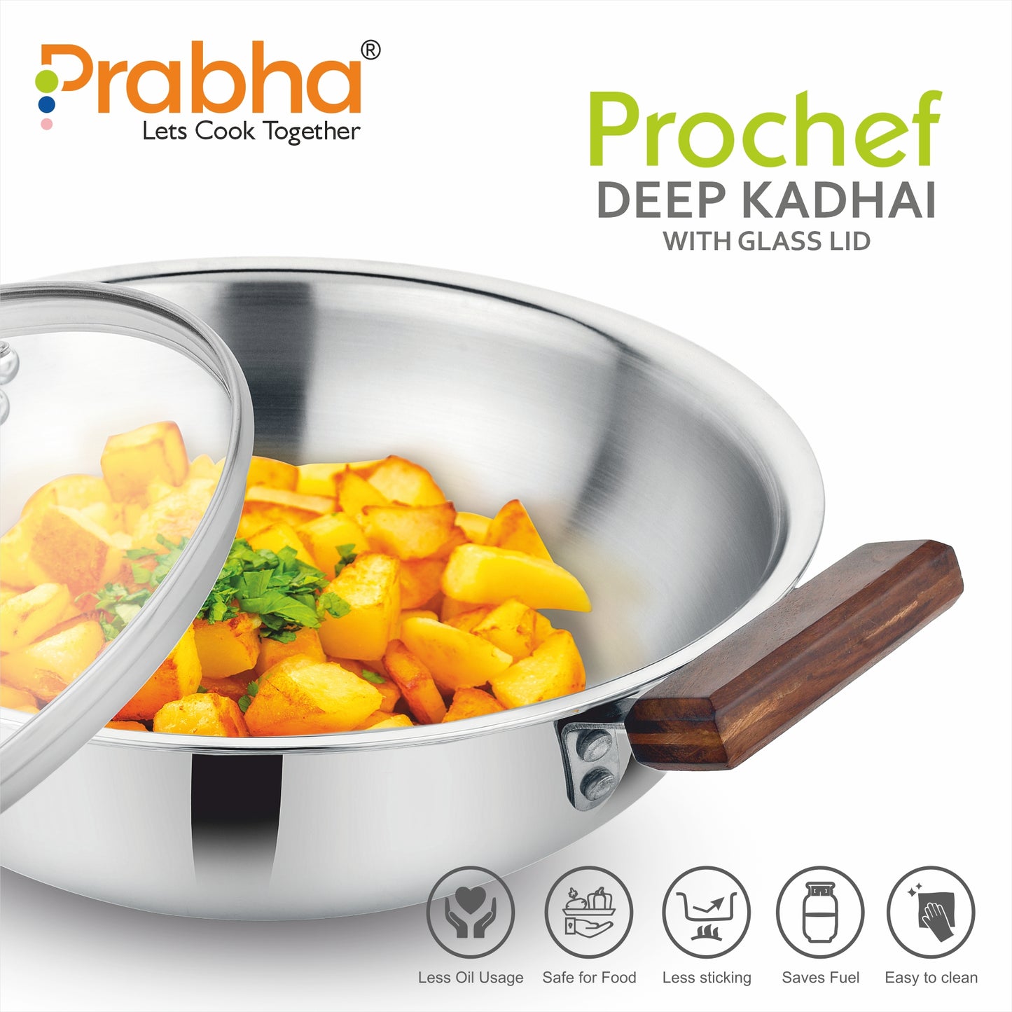 Prochef Deep Kadhai With Lid