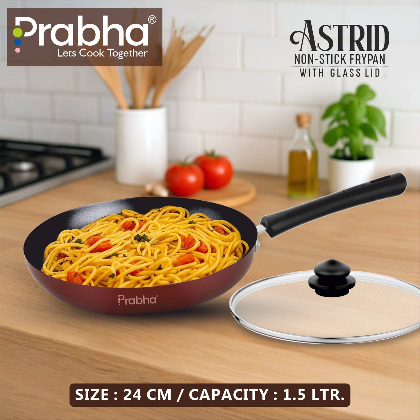 Astrid Nonstick Deep Frypan With Glass Lid