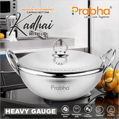 Magnum Capsule Bottom Hammered Kadhai With Lid