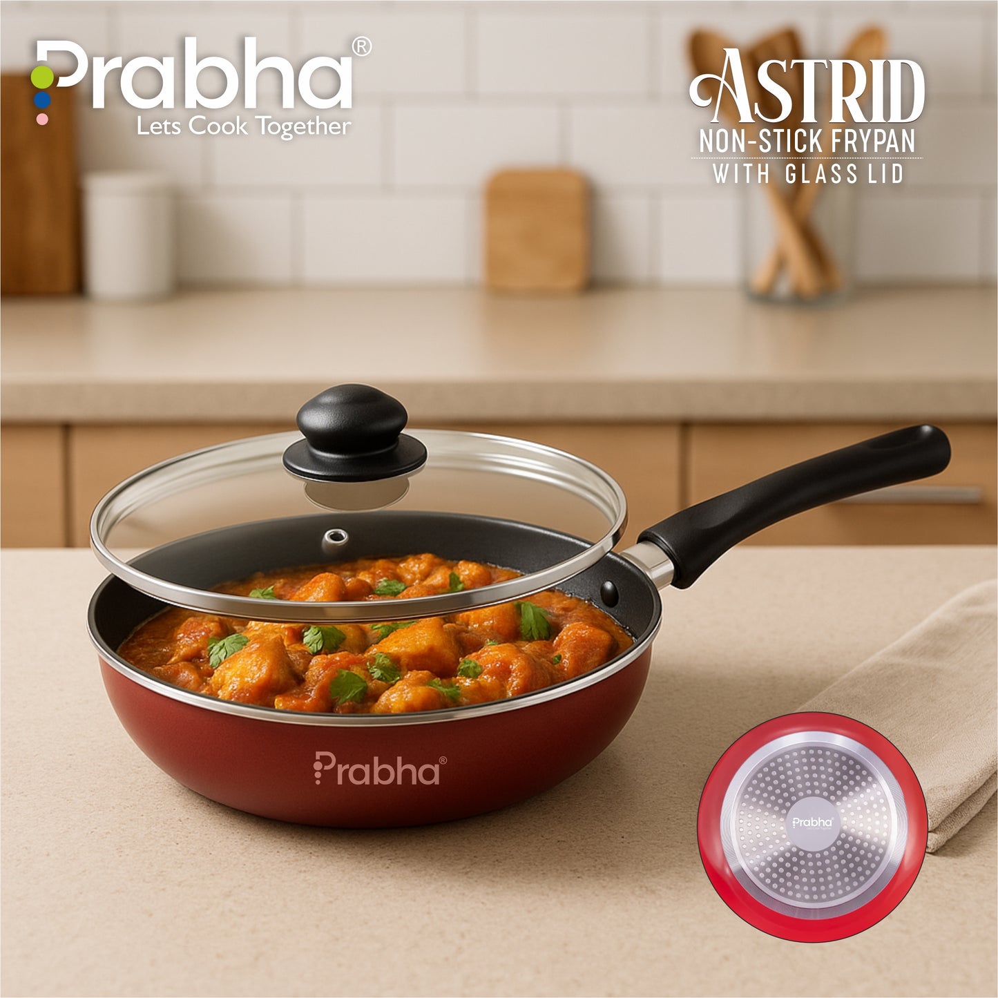 Astrid Nonstick Deep Frypan With Glass Lid
