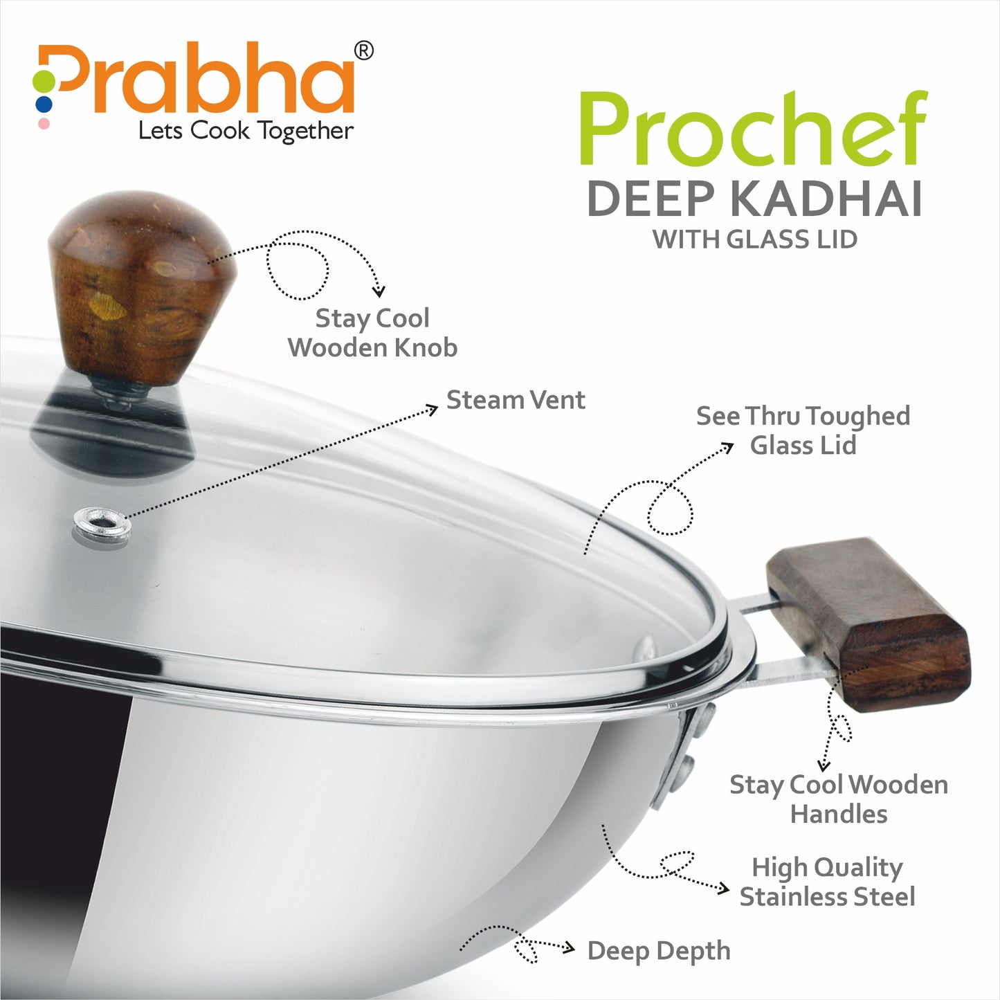 Prochef Deep Kadhai With Lid