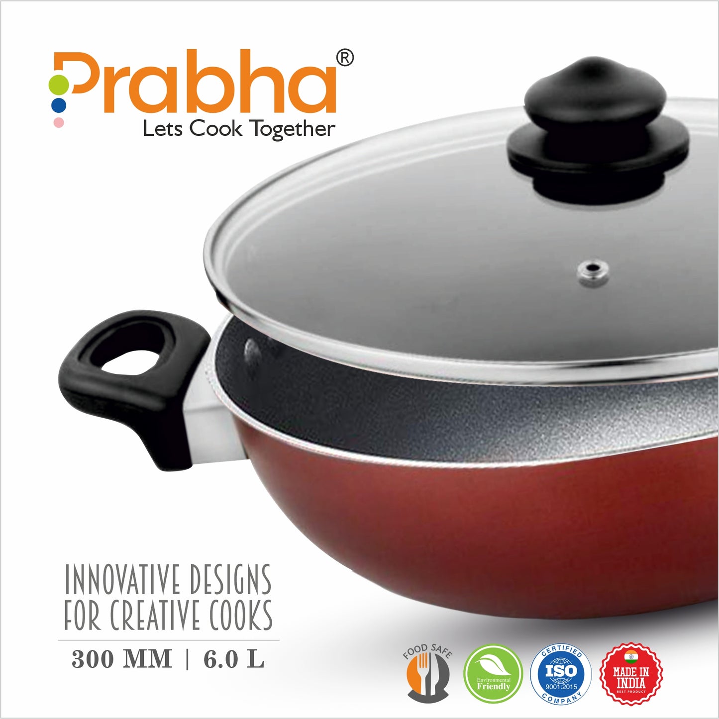 Astrid Nonstick Deep Kadhai With Glass Lid