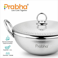 Magnum Capsule Bottom Hammered Kadhai With Lid