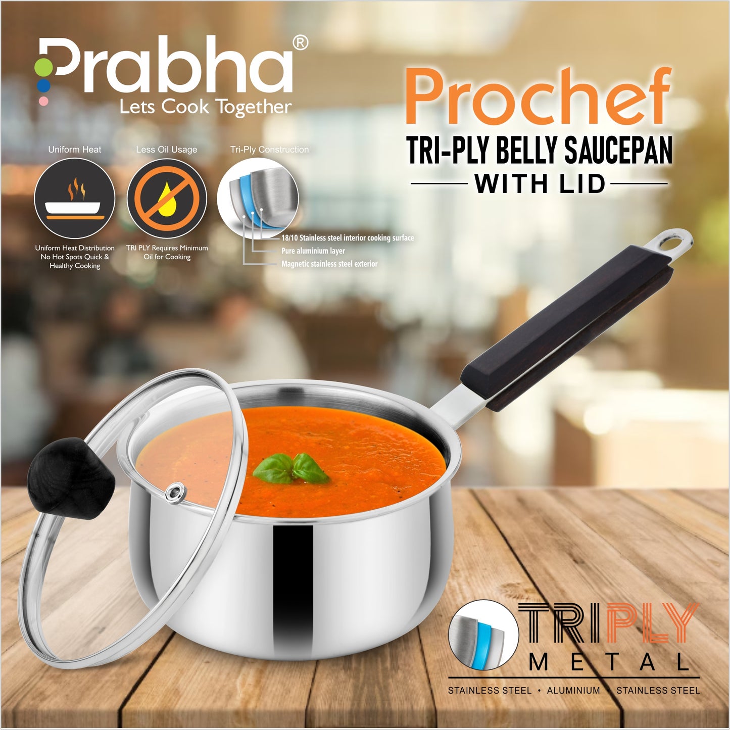 Prochef Belly Saucepan With Lid