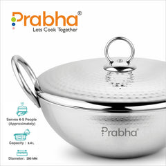 Magnum Capsule Bottom Hammered Kadhai With Lid