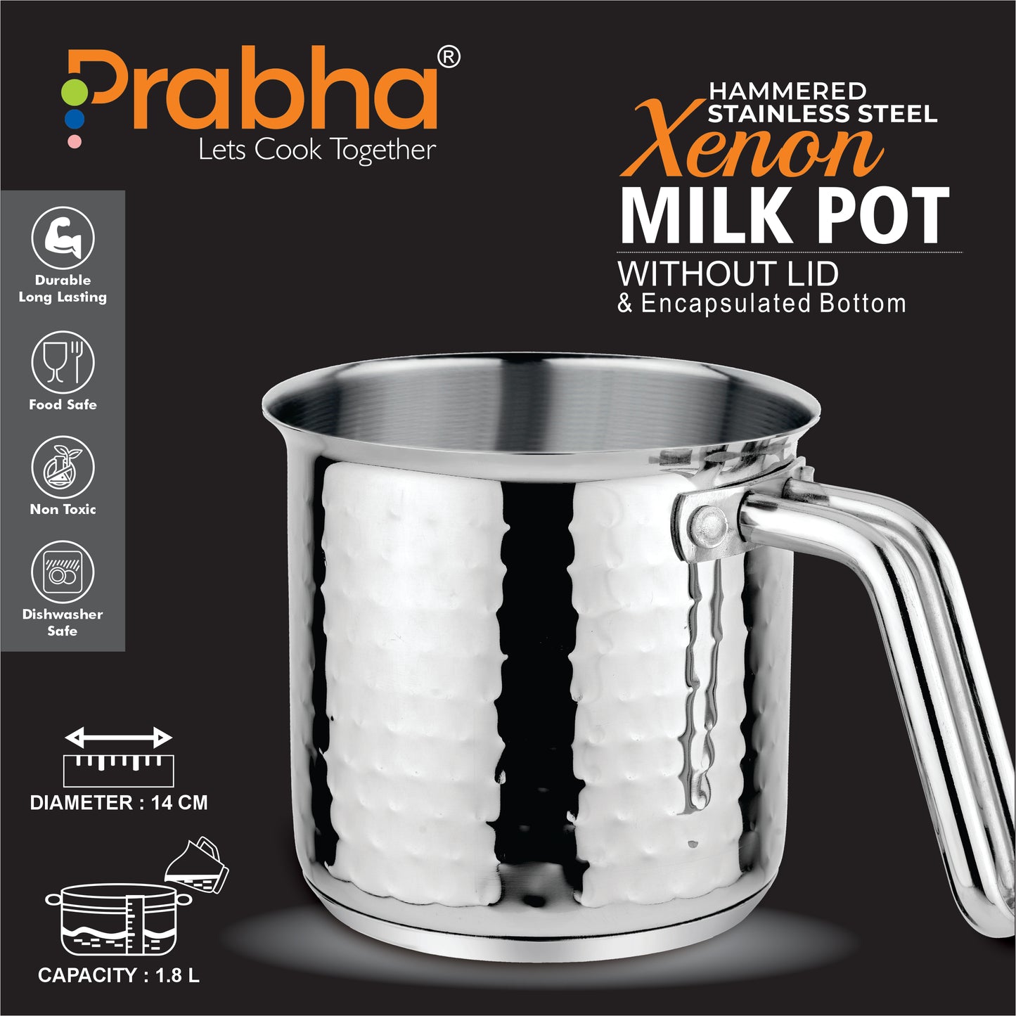 Xenon IB Hammered Milkpot Without Lid