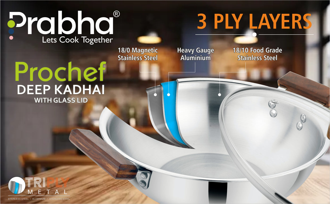 Prochef Deep Kadhai With Lid