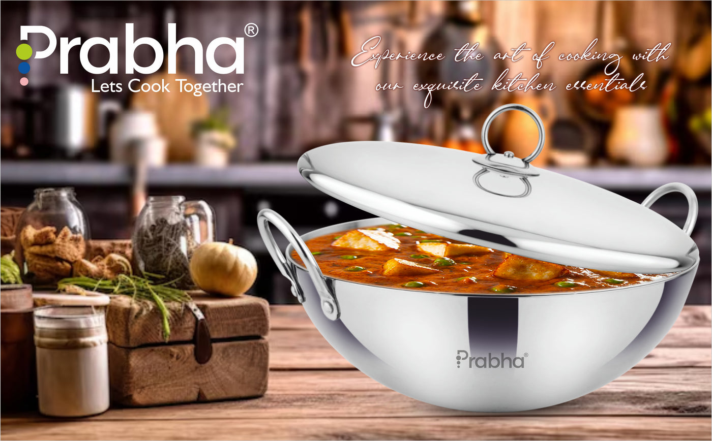 Prima Triply Capsule Bottom Kadhai With Lid