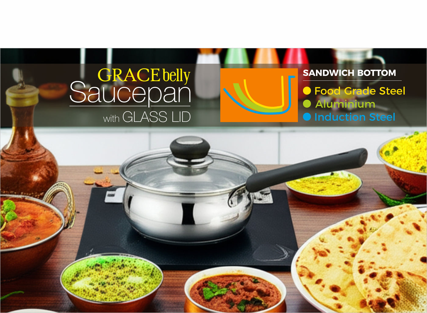 Grace IB Belly Sauce Pan with Lid