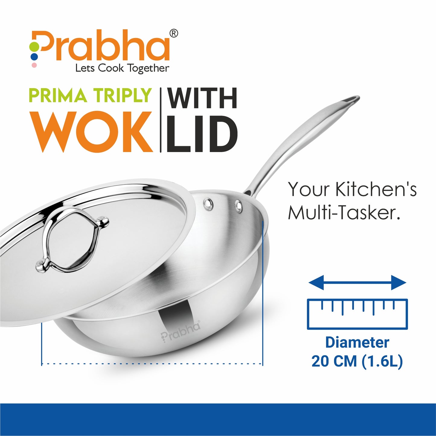 Prima Triply Wok With Lid