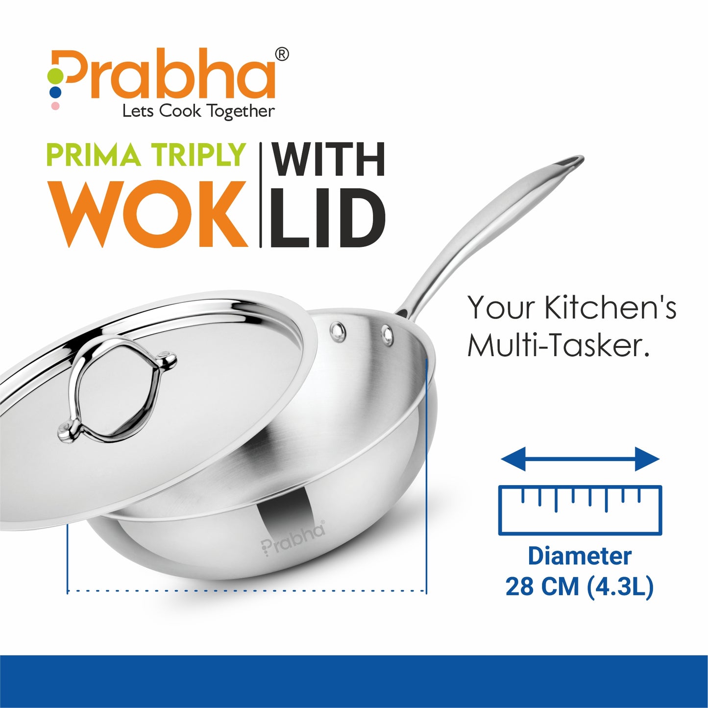 Prima Triply Wok With Lid