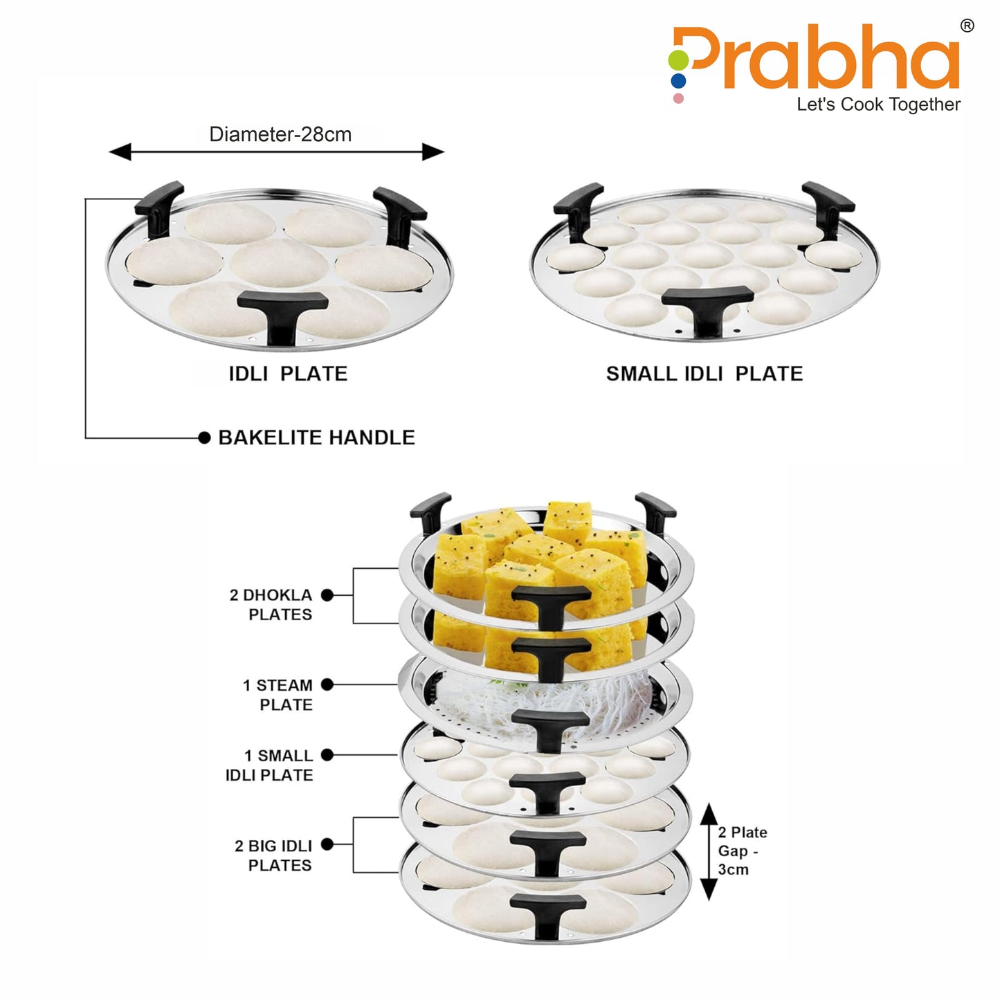 Grace Ib Multi Kadhai Hammered with 6 Plates - Prabha