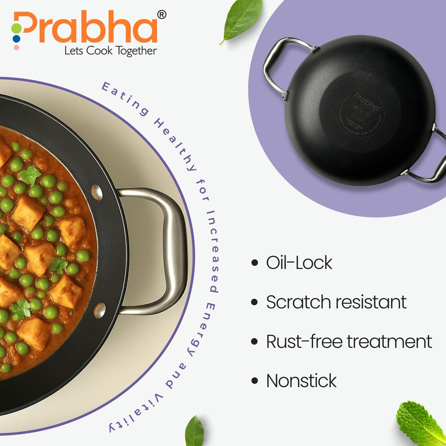 Black Eisen Cast Iron Kadhai With Steel Handel