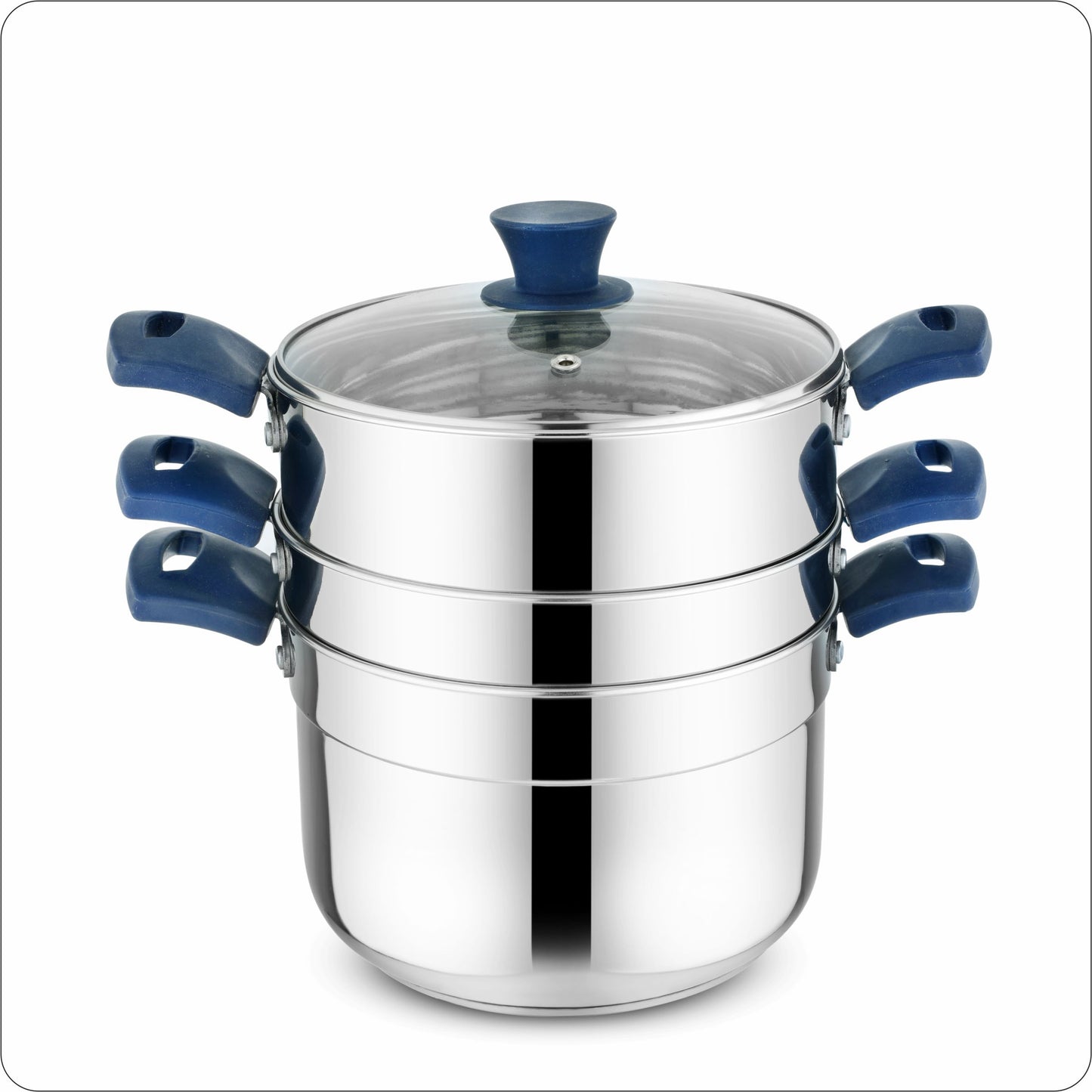 Omega Tri-Ply Bottom All In One Multi Purpose Cooker With Steamer, Strainer & Glass Lid