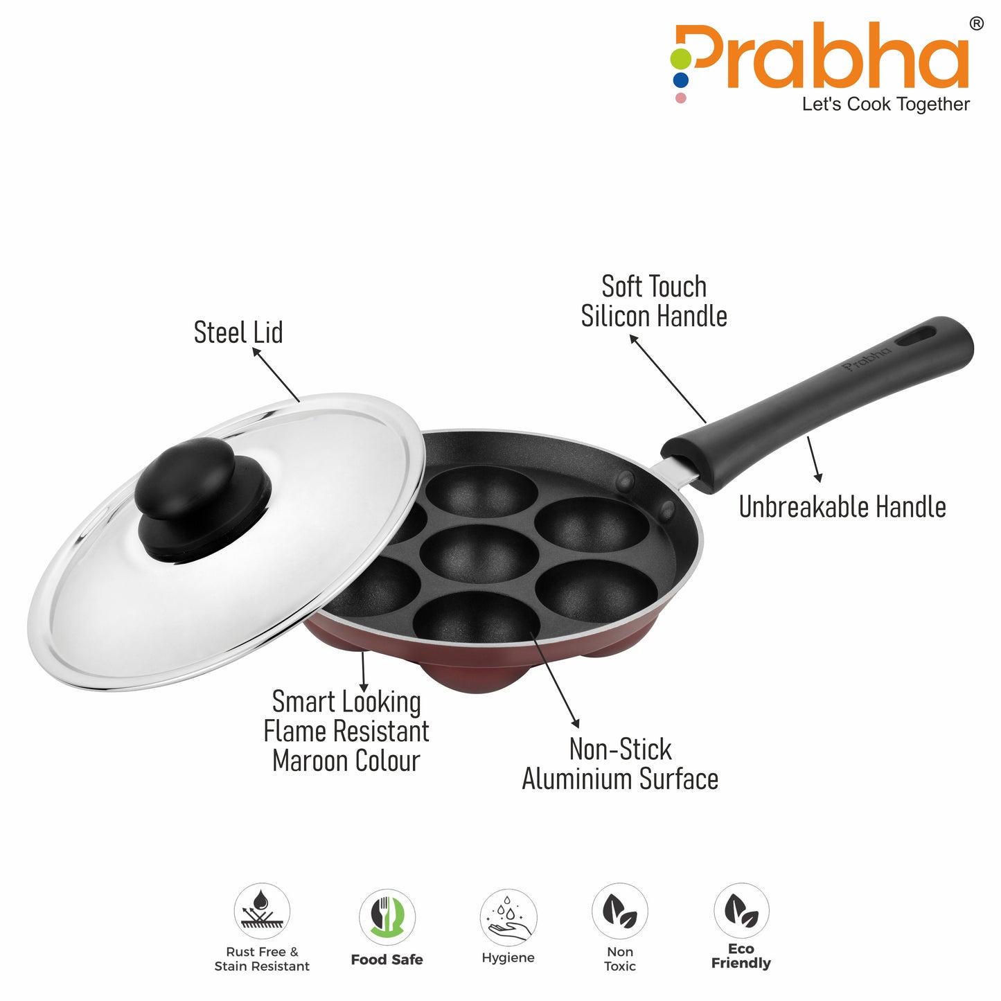Astrid Nonstick Appapatrum With Steel Lid