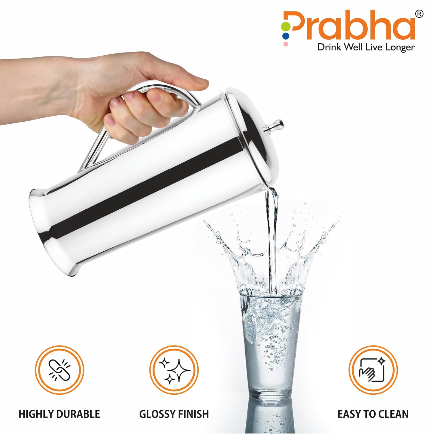 Stainless Steel Apple Water Jug - 1700ml Capacity, Ideal for Home & Kitchen - Prabha