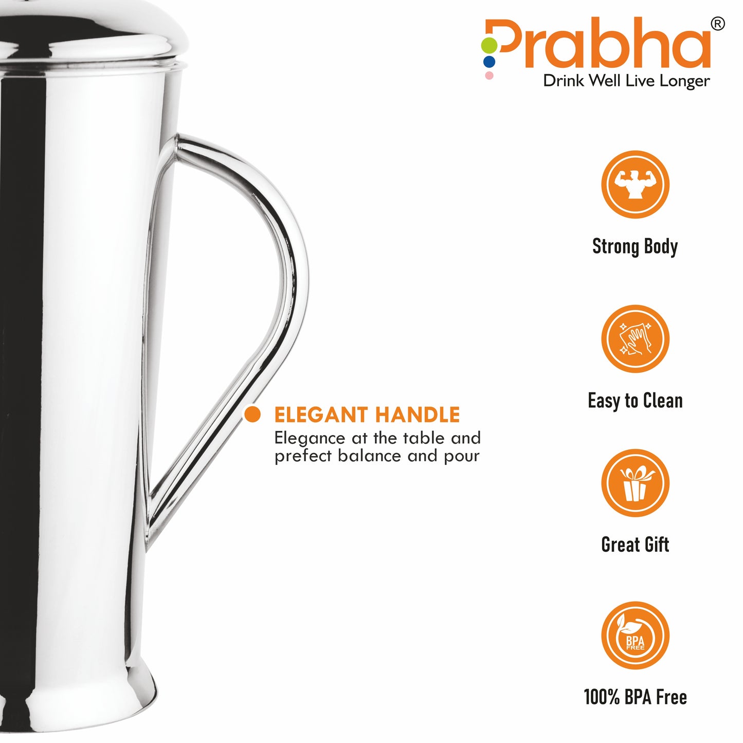 Stainless Steel Apple Water Jug - 1700ml Capacity, Ideal for Home & Kitchen - Prabha