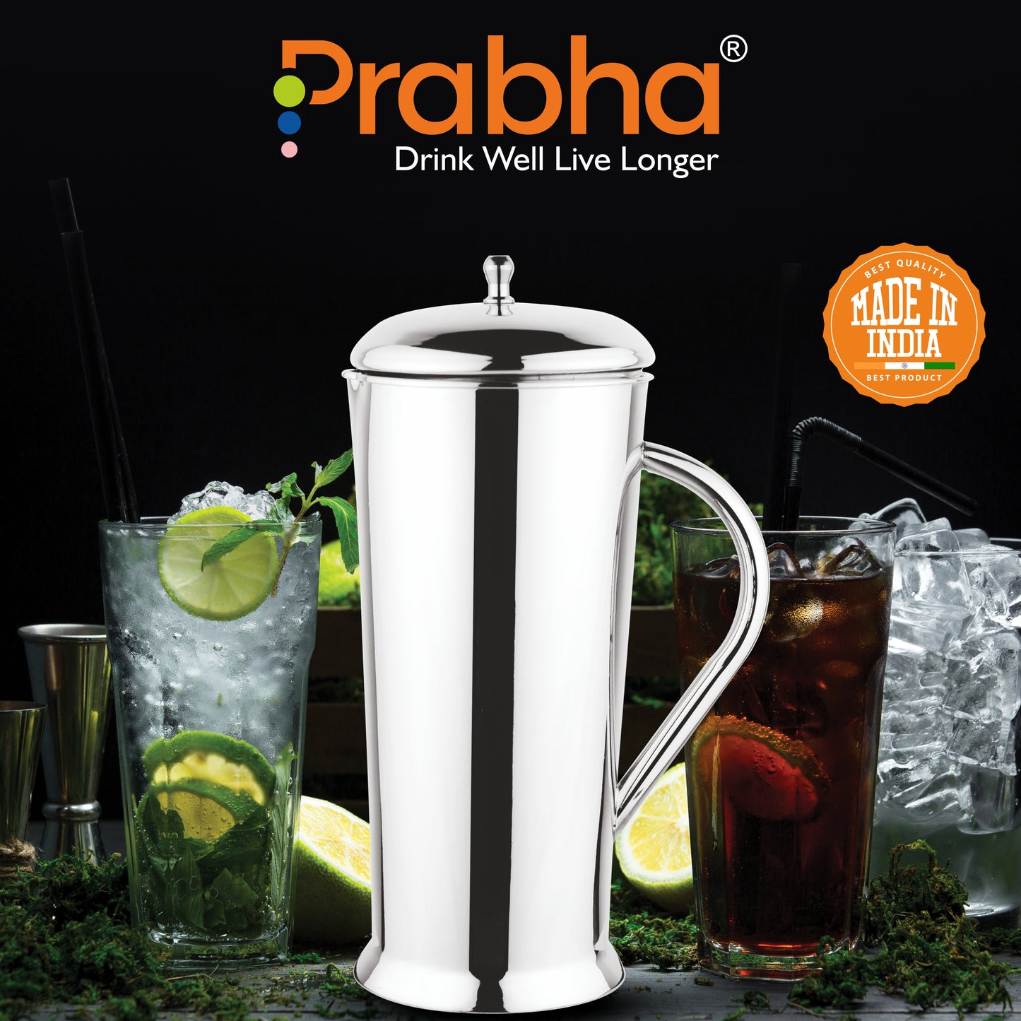 Stainless Steel Apple Water Jug - 1700ml Capacity, Ideal for Home & Kitchen - Prabha