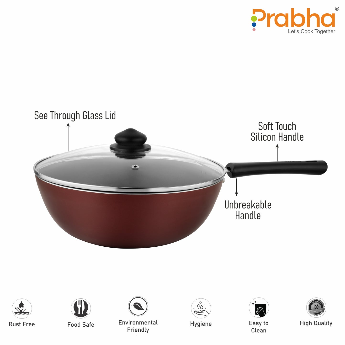 Astrid Nonstick Deep Wok With Glass Lid