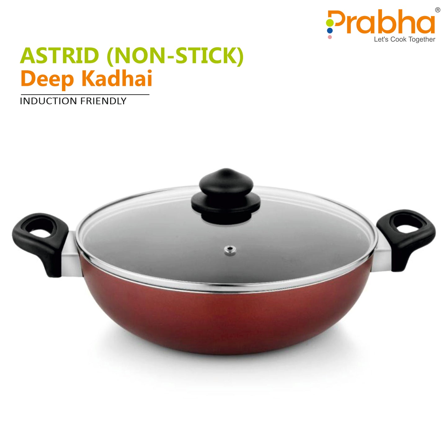 Astrid Nonstick Deep Kadhai With Glass Lid