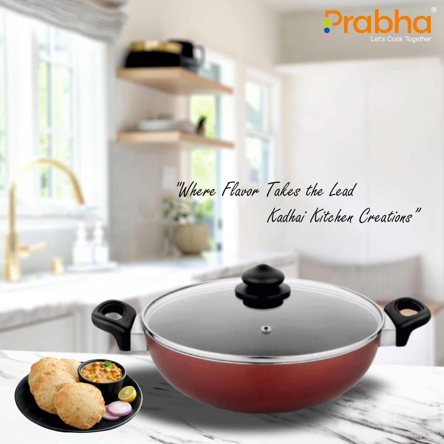 Astrid Nonstick Deep Kadhai With Glass Lid