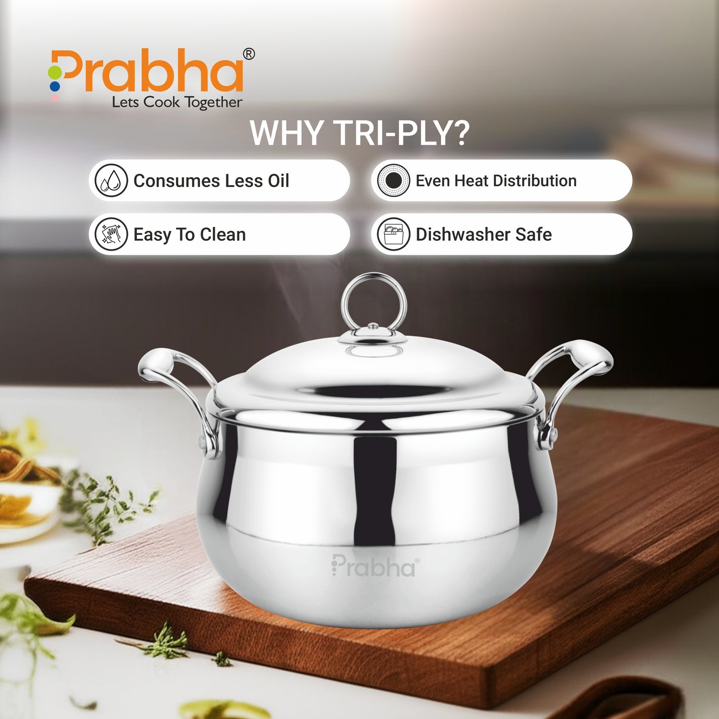 Prima Triply Belly Casserole With Lid