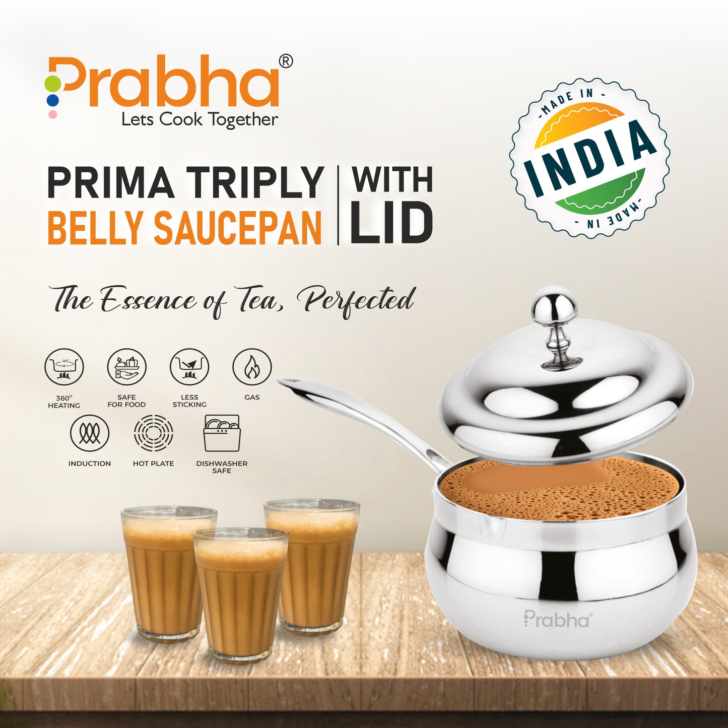 Triply Belly Saucepan With Lid