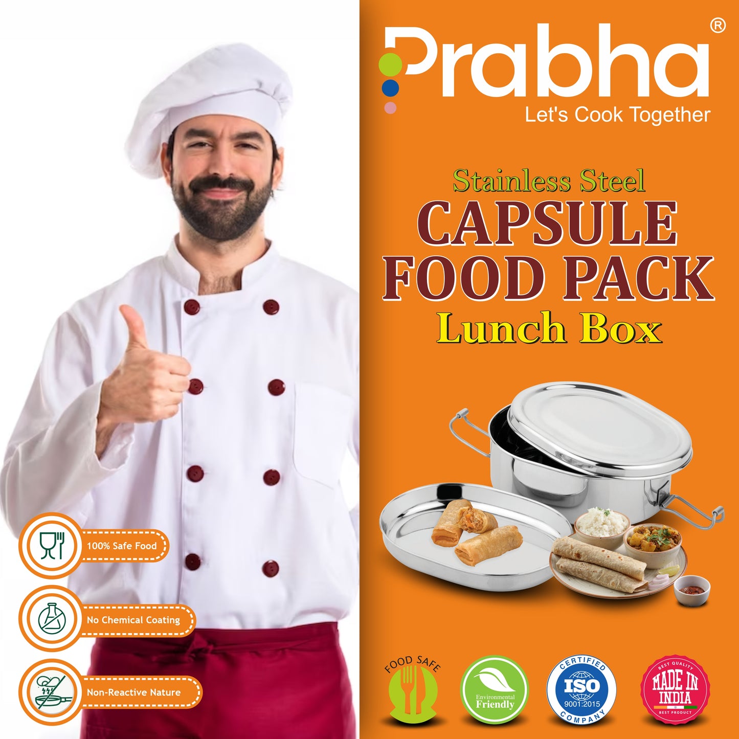 Stainless Steel Capsule Food Pack Lunch Box