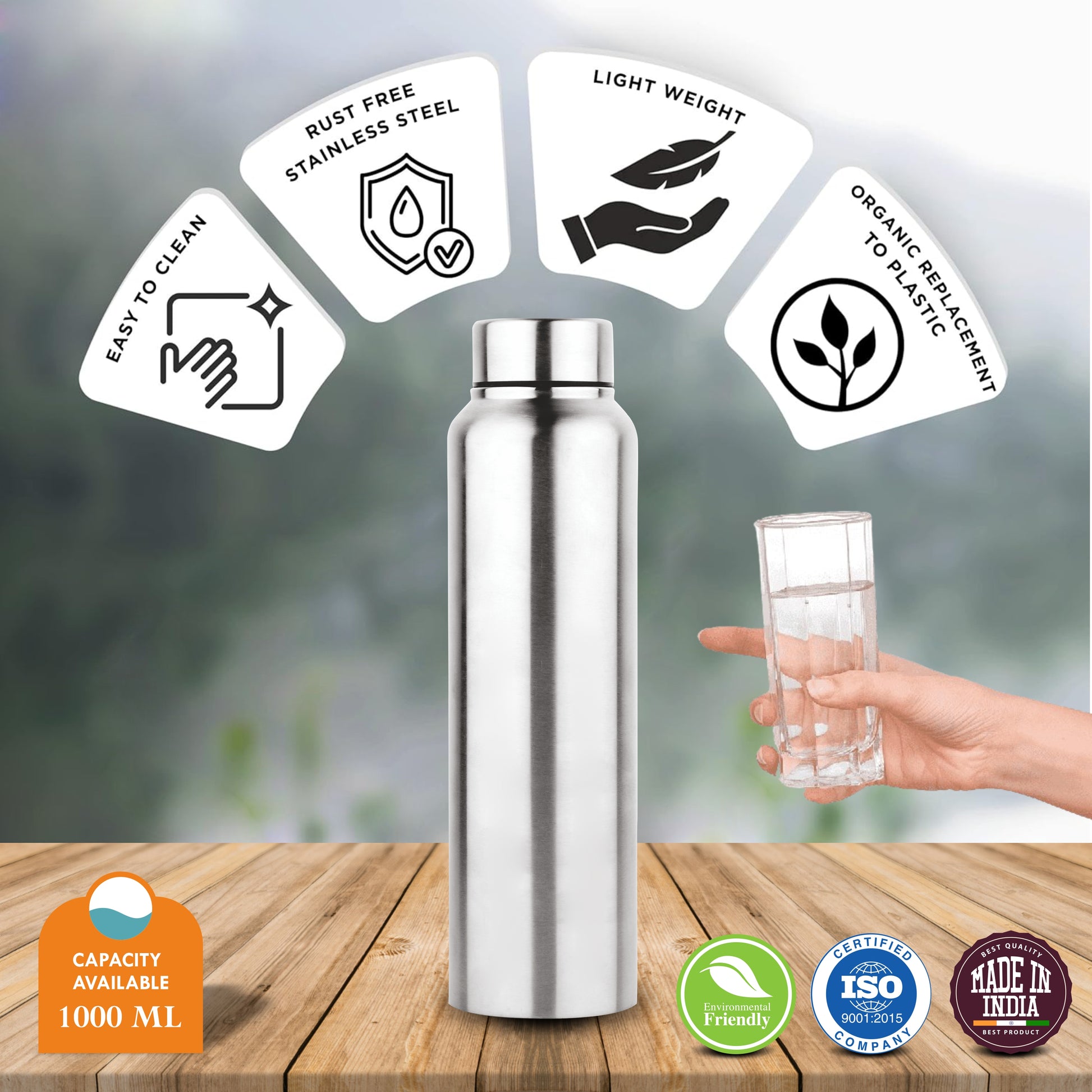 Stainless Steel Classic Chromo Water Bottle - Prabha