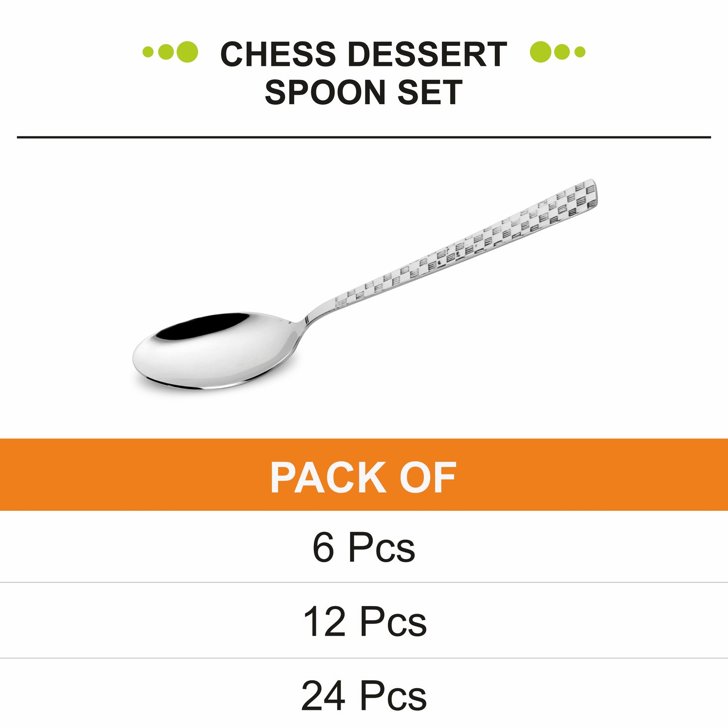 Stainless Steel Chess Dessert Spoon Set - Easy to Use, Dishwasher Safe