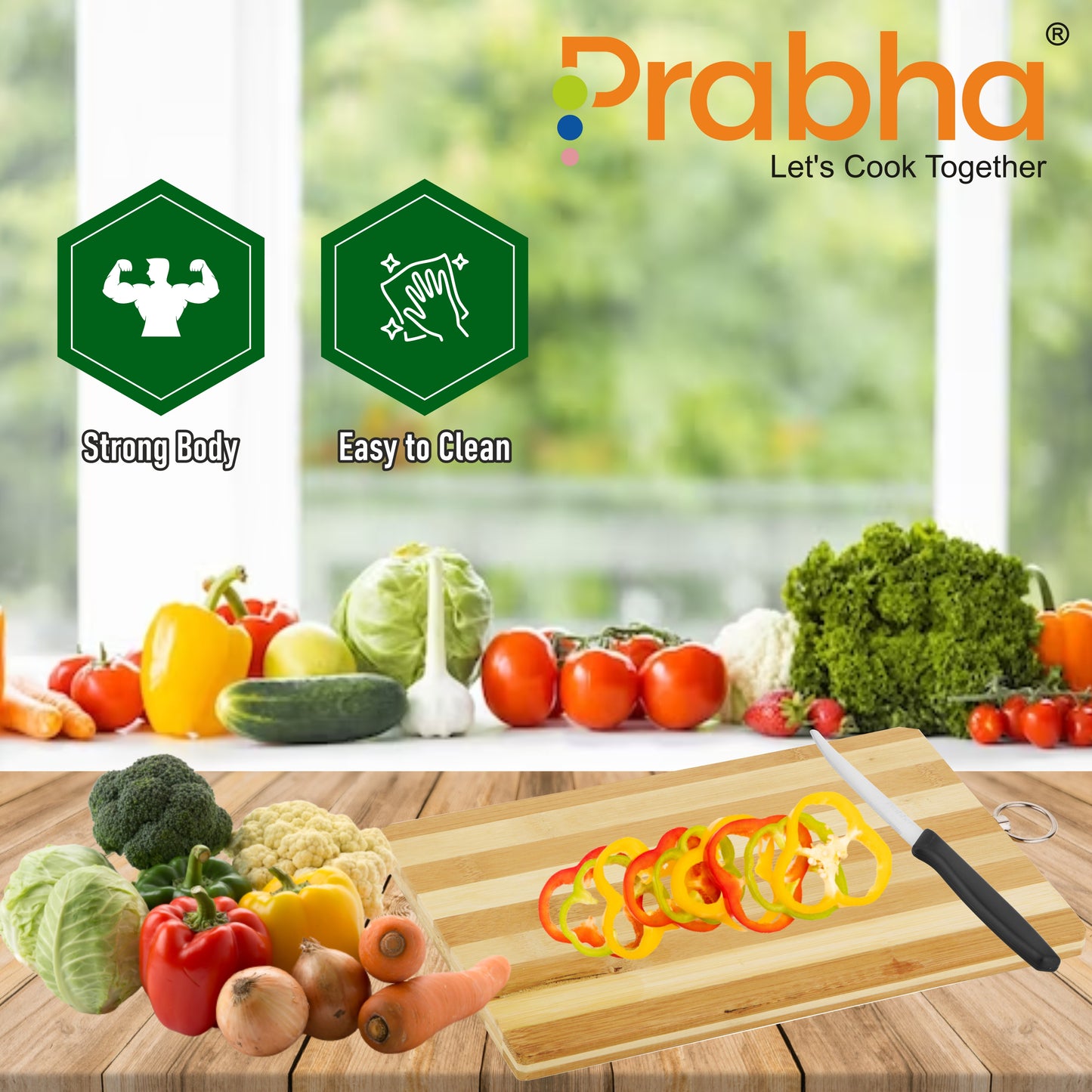 Wooden Chopping Board With Steel Hook For Hanging
