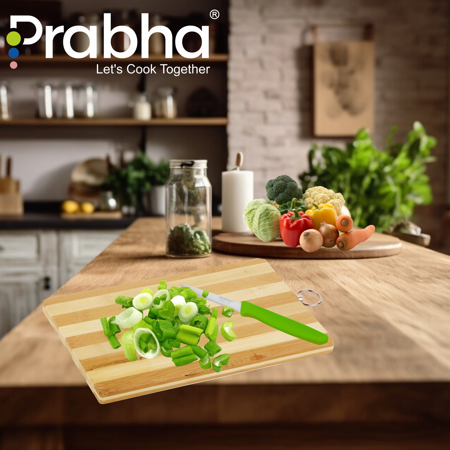 Wooden Chopping Board With Steel Hook For Hanging