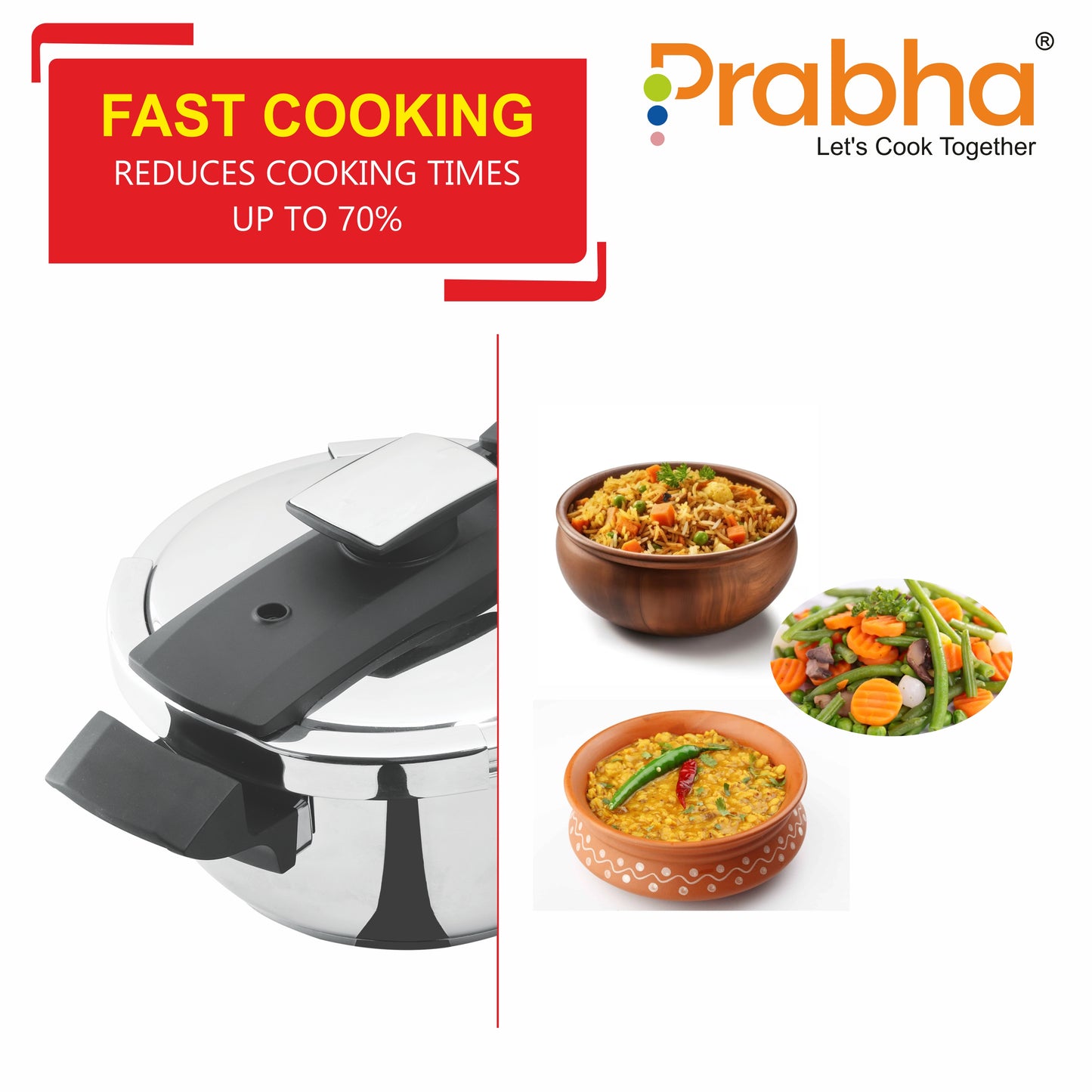 Stainless Steel Clip On Pressure Cooker With Outer Lid