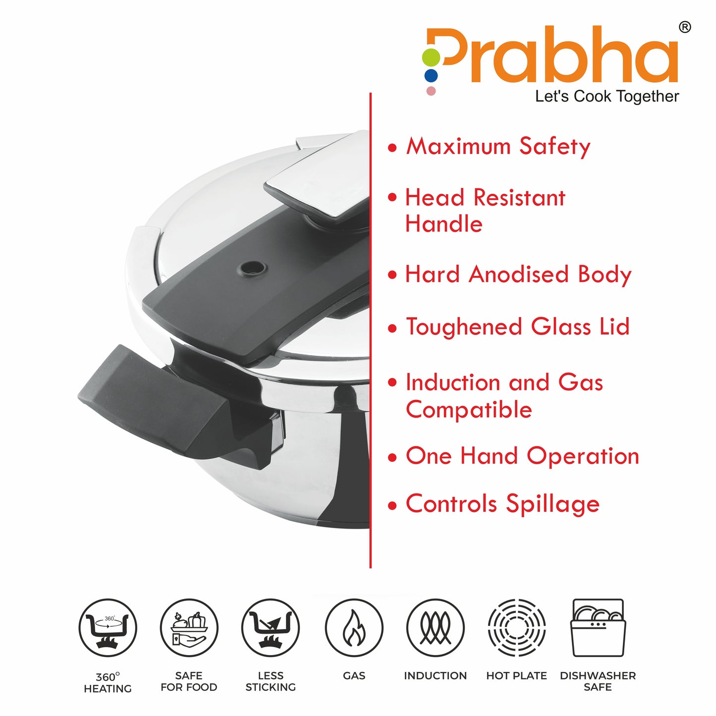 Stainless Steel Clip On Pressure Cooker With Outer Lid