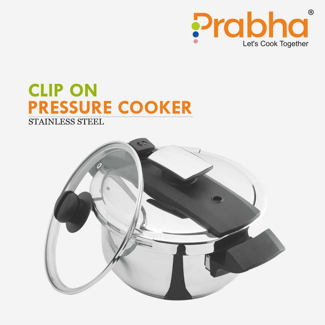 Stainless Steel Clip On Pressure Cooker With Outer Lid