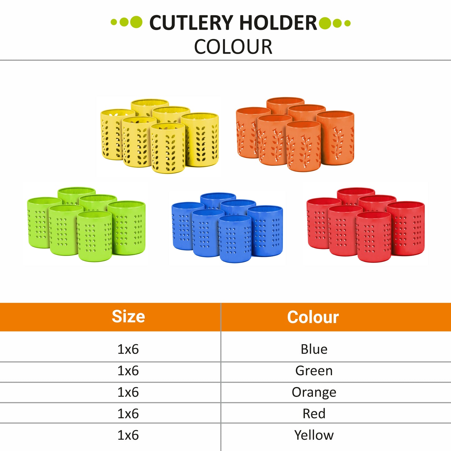 Stainless Steel Multipurpose Cutlery Holder for Kitchen - Pack of 6