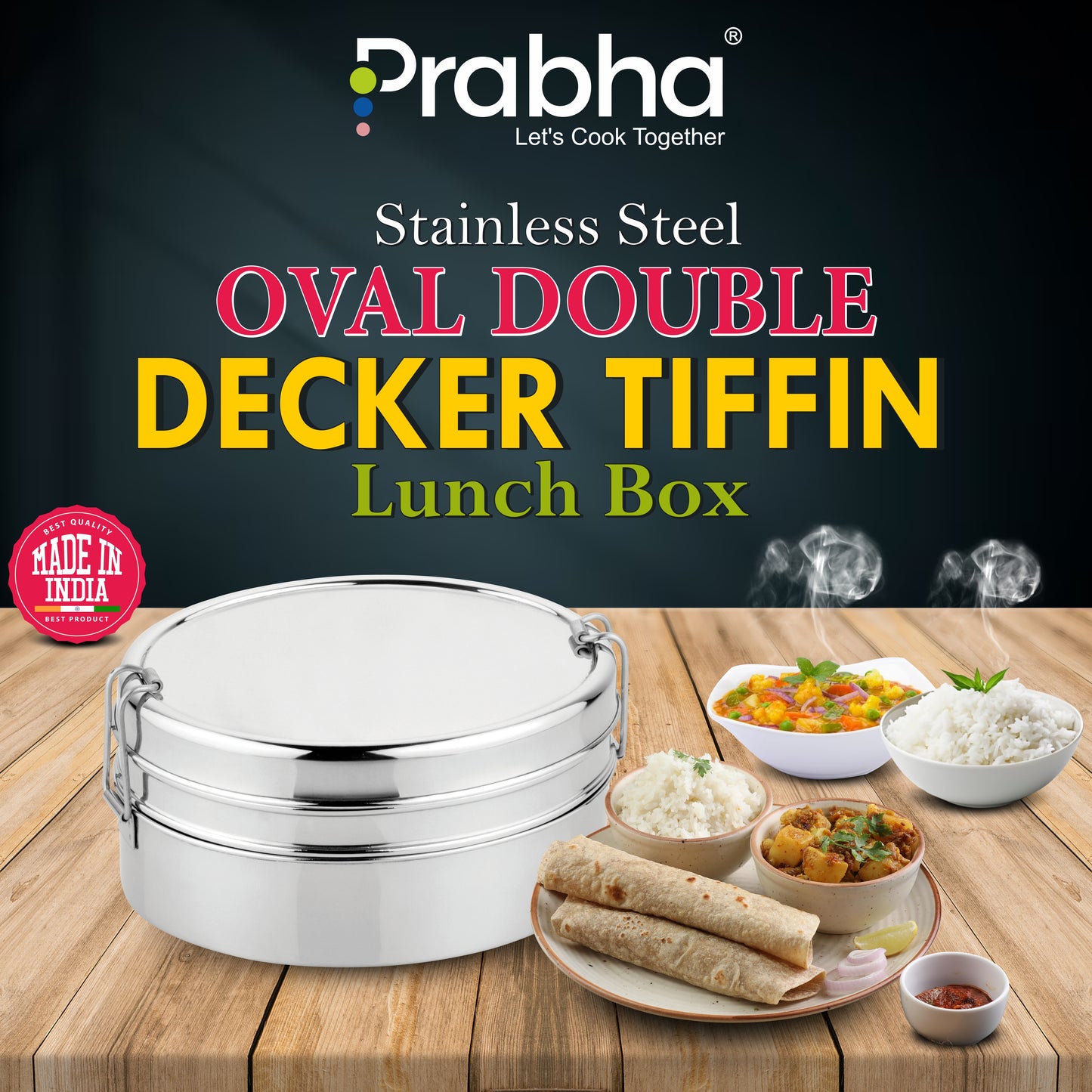 Oval Double Decker Lunch Box - Prabha