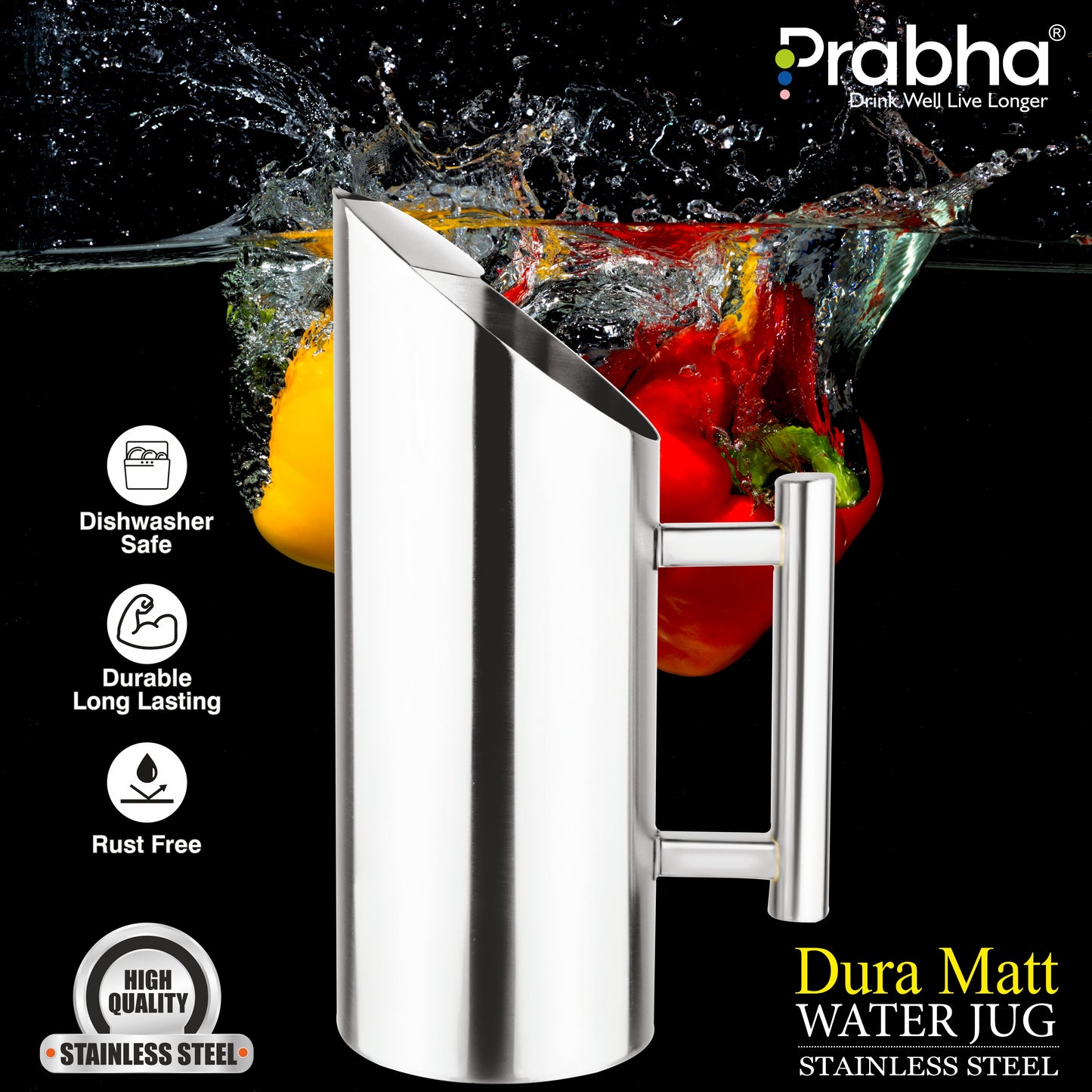 Stainless Steel Plain Duro Water Jug - 1350ml