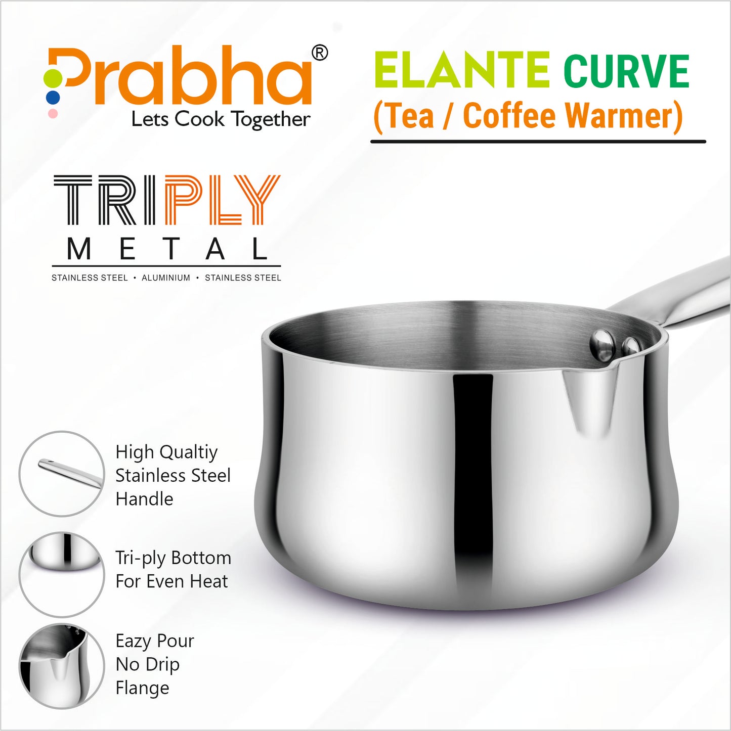 Elante Triply Curve Tea & Coffee Warmer With Lip