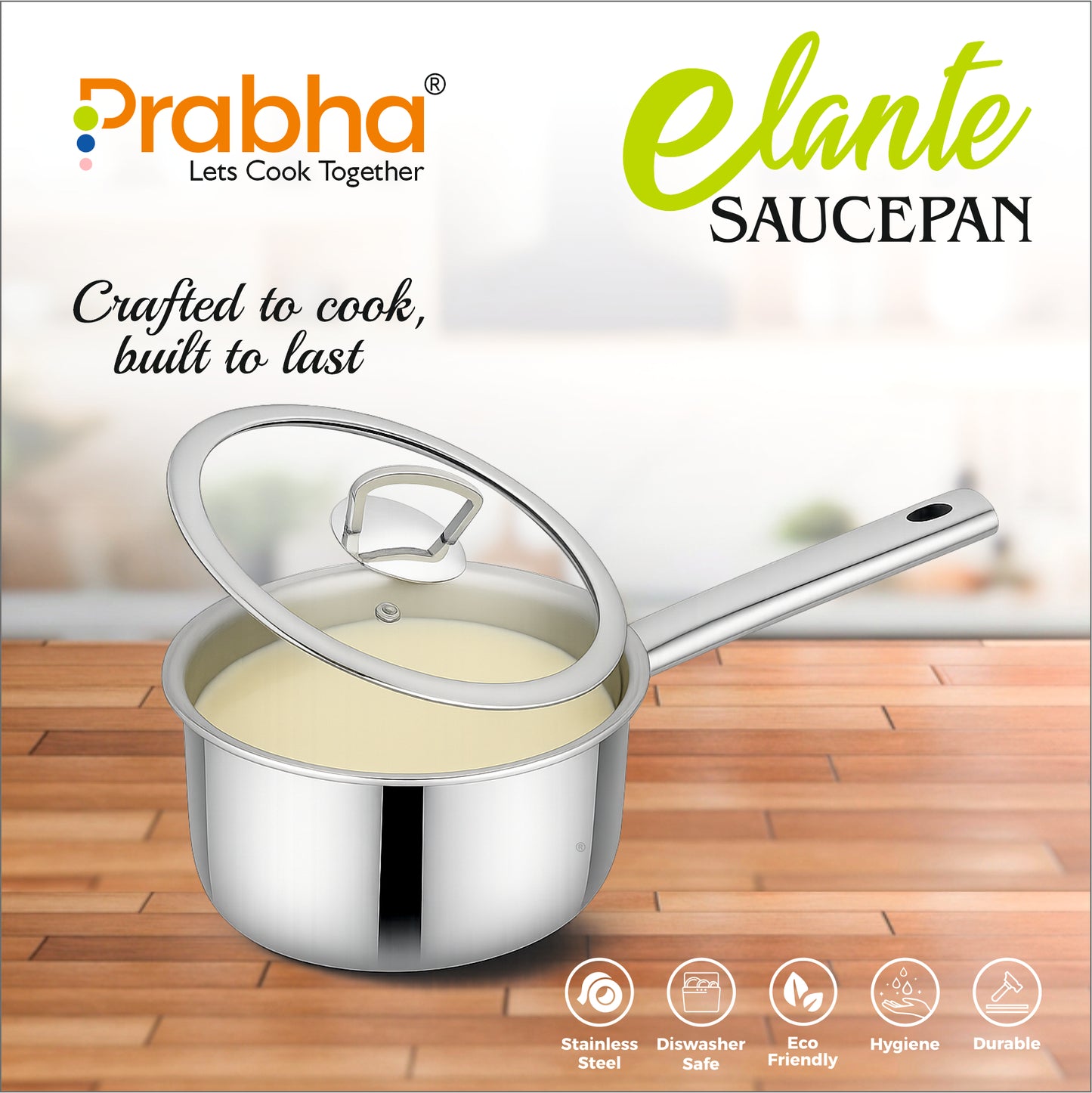 Elante Triply Saucepan With Glass Lid
