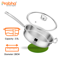 Elante Triply Deep Frypan With Glass Lid