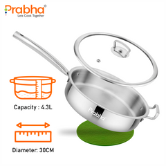 Elante Triply Deep Frypan With Glass Lid
